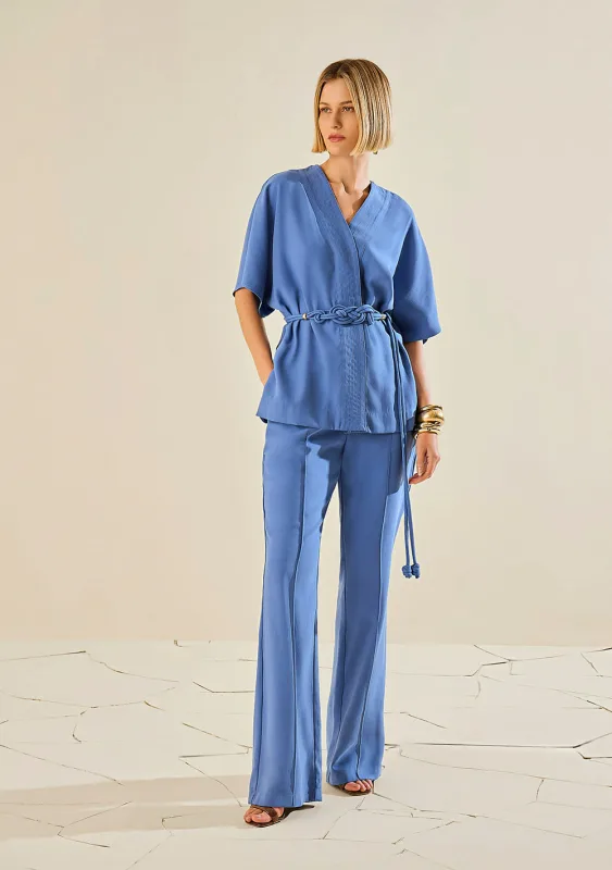 Calça Morena Rosa Reta Alta Azul - Morena Rosa - Linhas