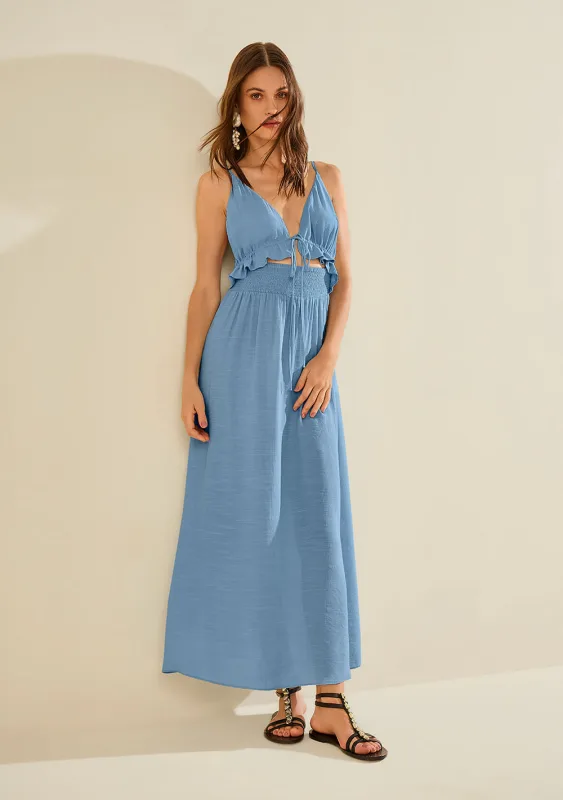 Vestido Midi Enlace Azul - Morena Rosa - Linhas
