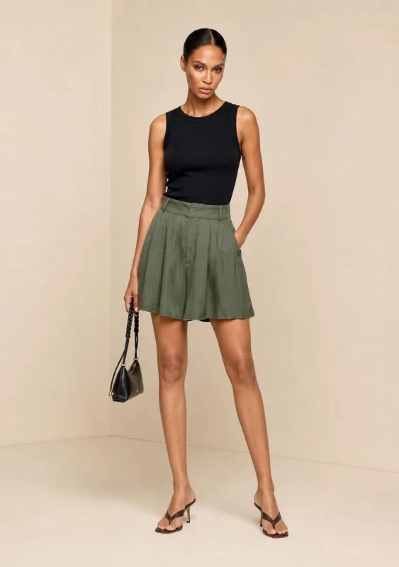 Shorts Morena Rosa Amplo Alta Verde Escuro - Morena Rosa