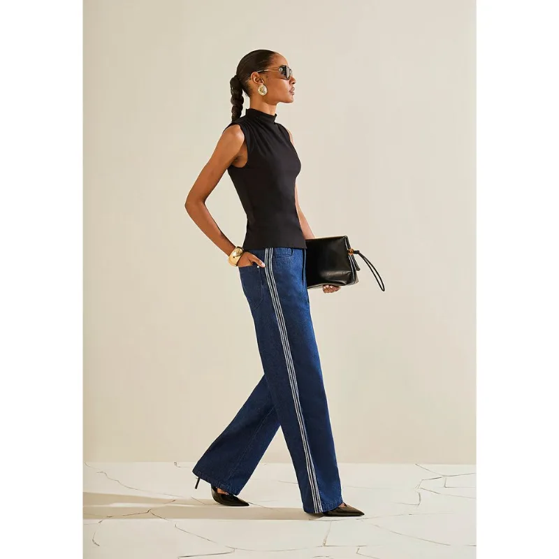 Calça Morena Rosa Wide Alta Azul 42