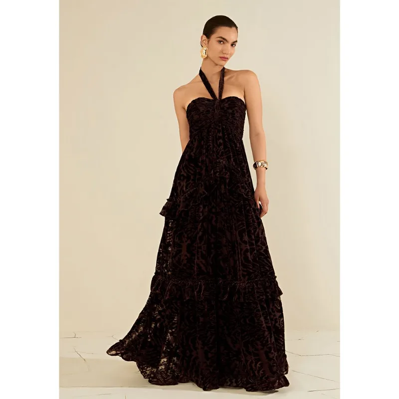 Vestido Longo Ébano Marrom M