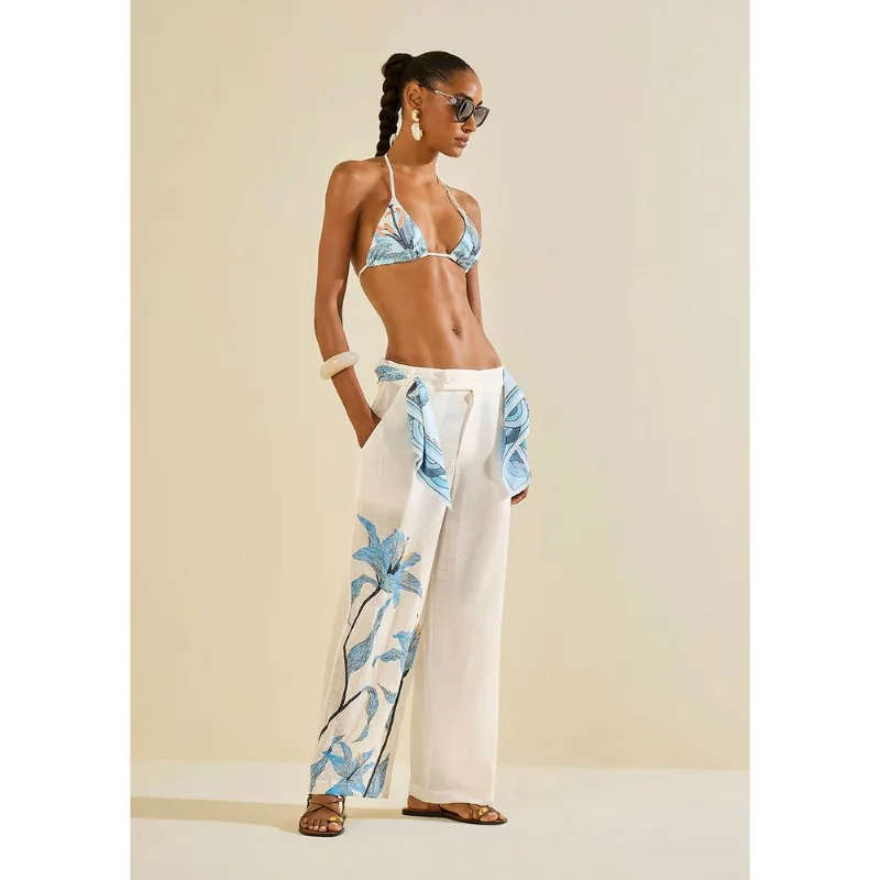Calça Reta Herbário Off White G - Morena Rosa