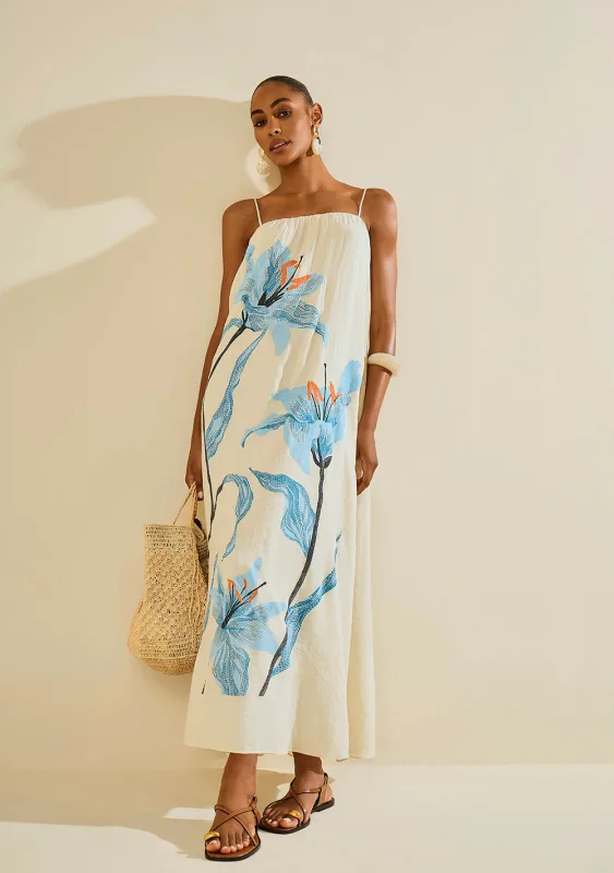 Vestido Longo Herbário Off White - Morena Rosa