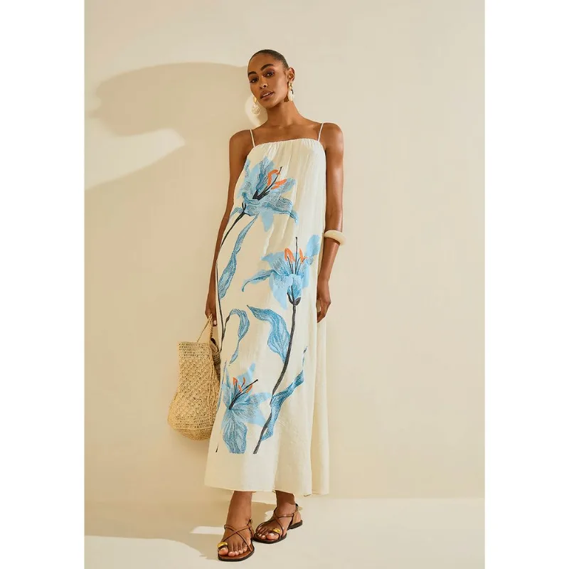 Vestido Longo Herbário Off White G - Morena Rosa