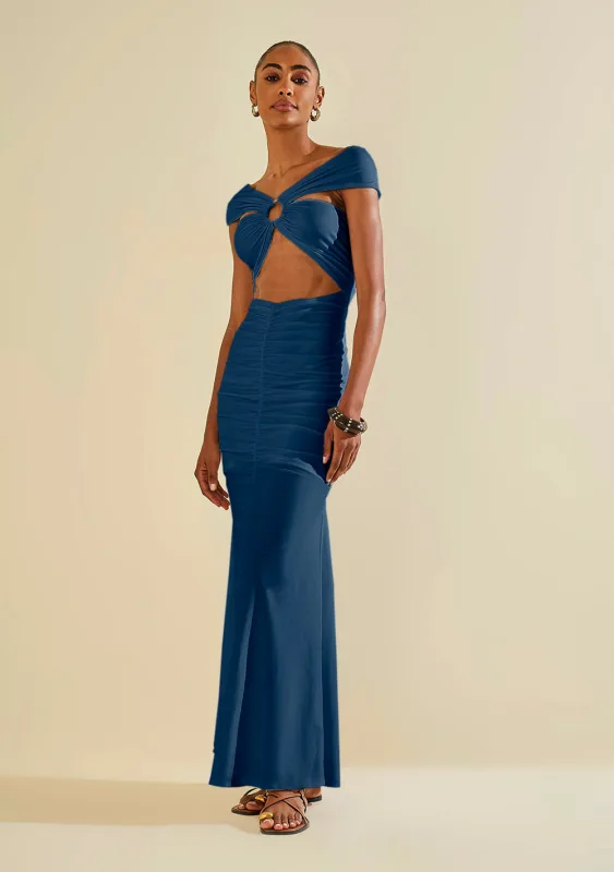 Vestido Longo Âmago Azul Escuro - Morena Rosa - Linhas