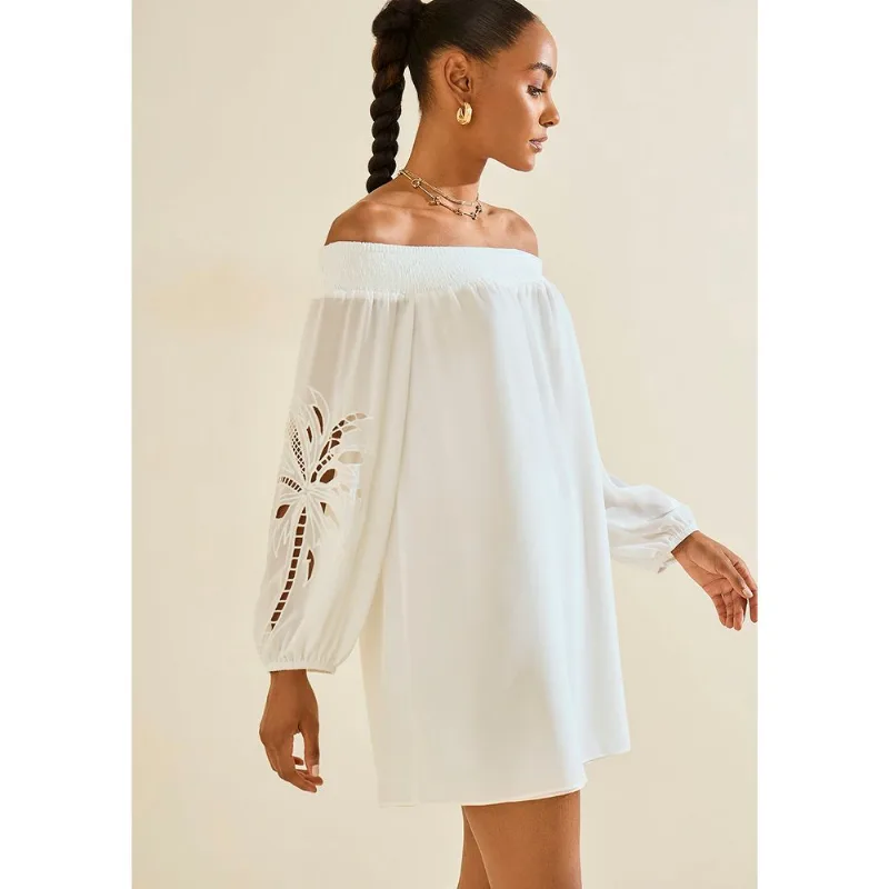 Vestido Ombro a Ombro Tropicalia Off White M