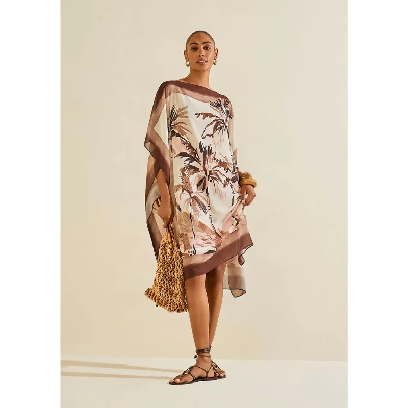 Vestido Solto Instinto Marrom/rosa M