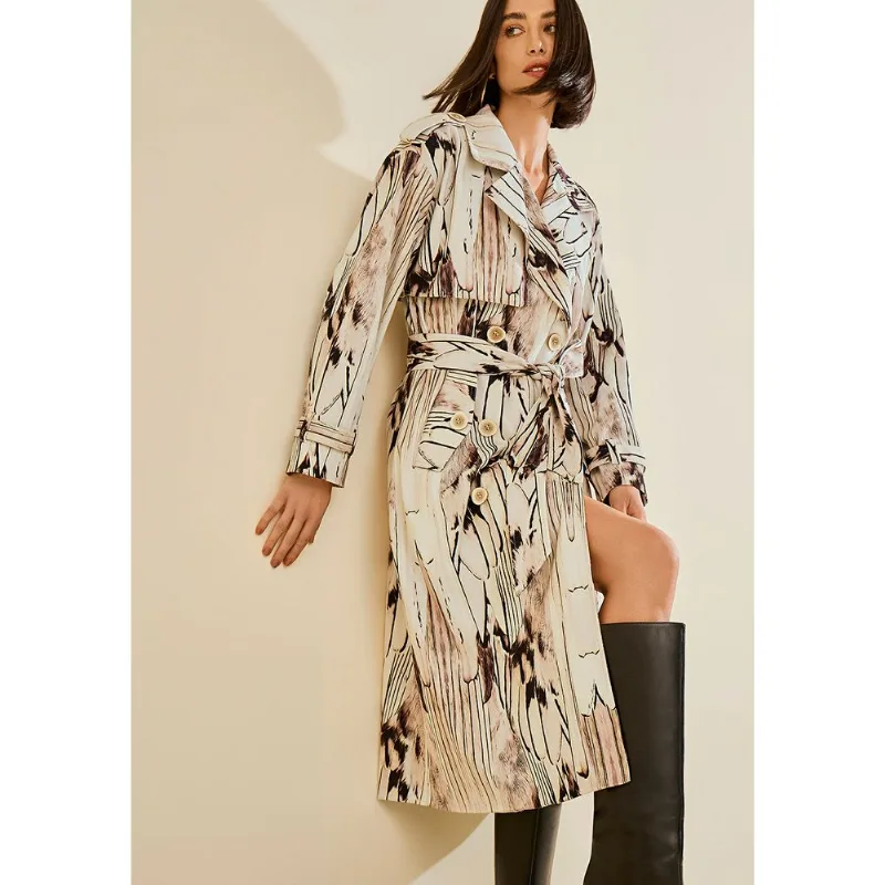 Casaco Morena Rosa Solto Manga Longa Alongado Off White/Marrom G - Morena Rosa