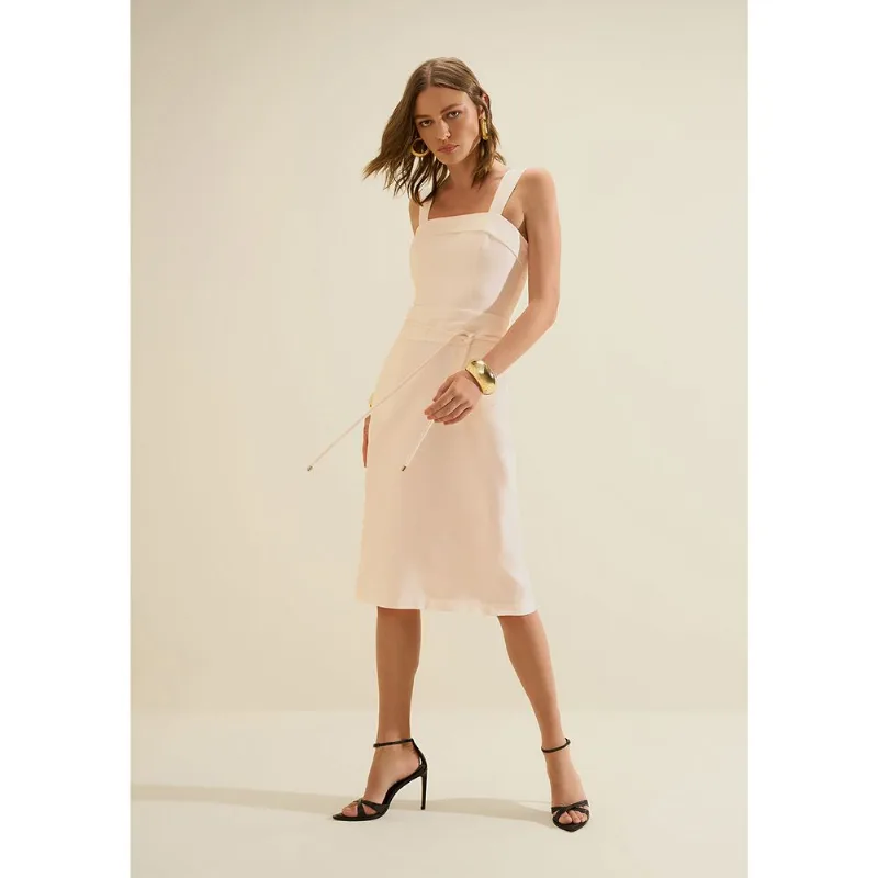 Vestido Midi Traço Bege G - Morena Rosa
