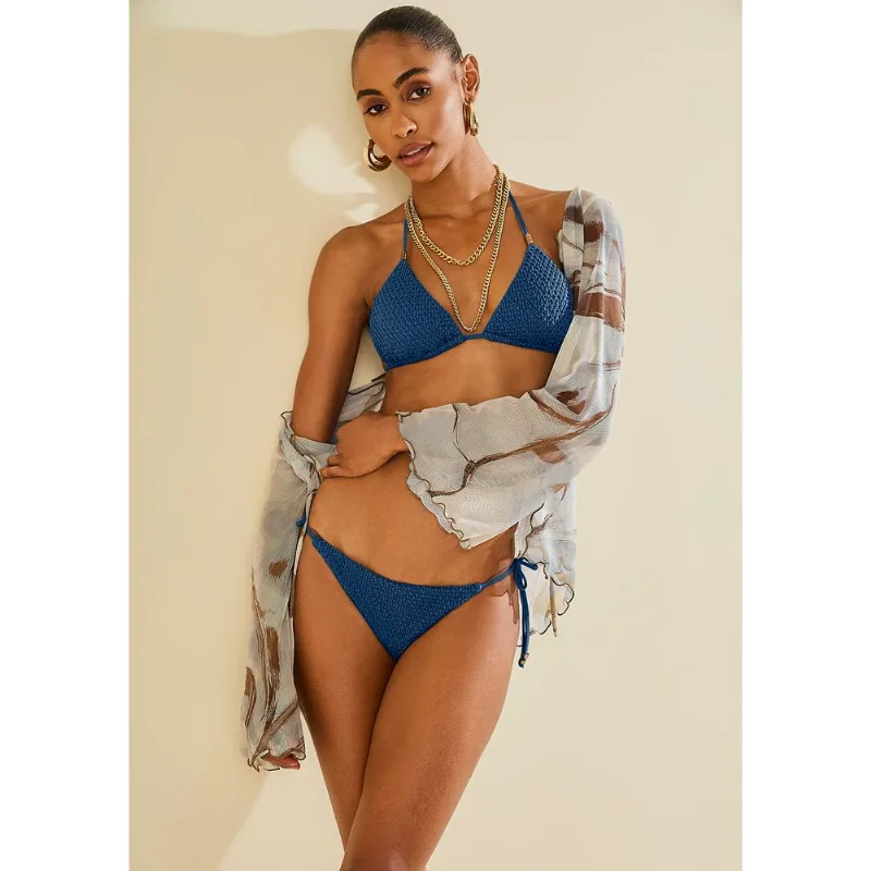 Biquini Cortininha Lírian Azul Escuro G