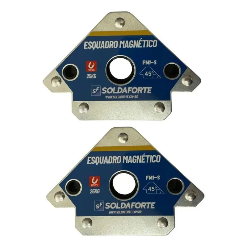 2x Esquadro Magnetico 25kg 2 Peças Industrial - Soldaforte