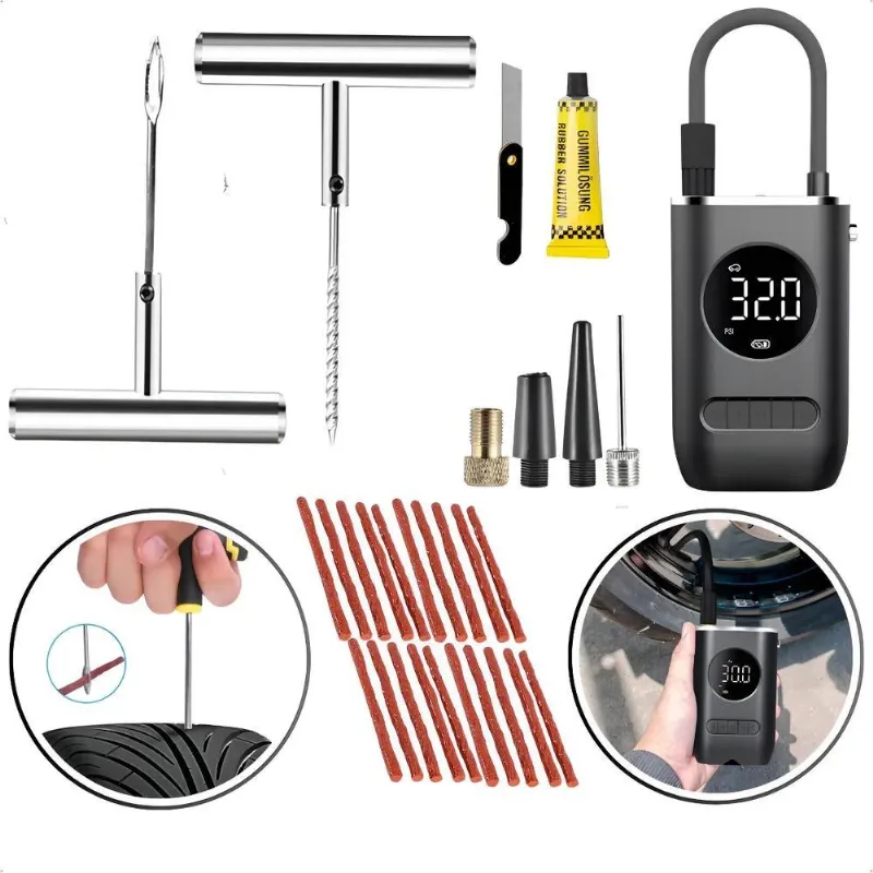 Kit Remendo Macarrão Reparo Pneu Mini Compressor Carro Moto
