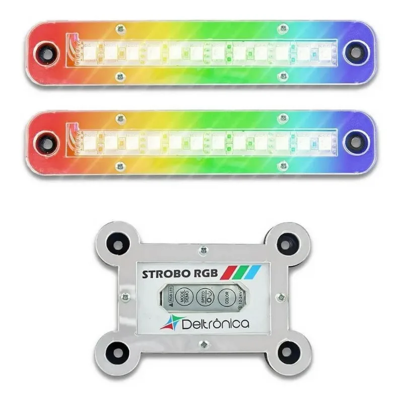 10x Kit 2 Strobo Para Som Automotivo 12 Super Led Rgb Deltr