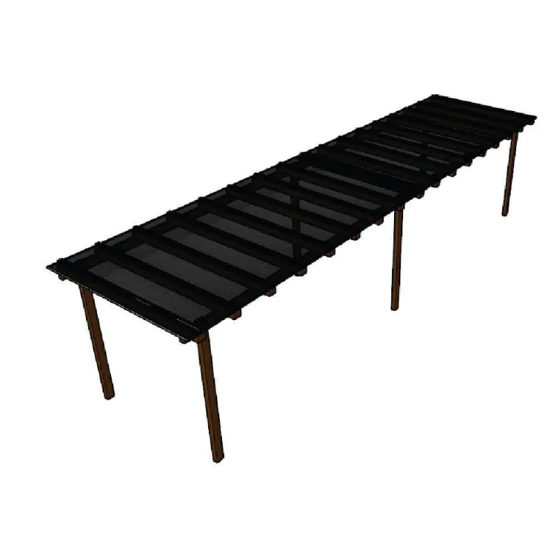 Kit Policarbonato Fume 4mm 8,00m X 1,50m - Perfis Pretos Fumê: 20% De Transmissão De Luz