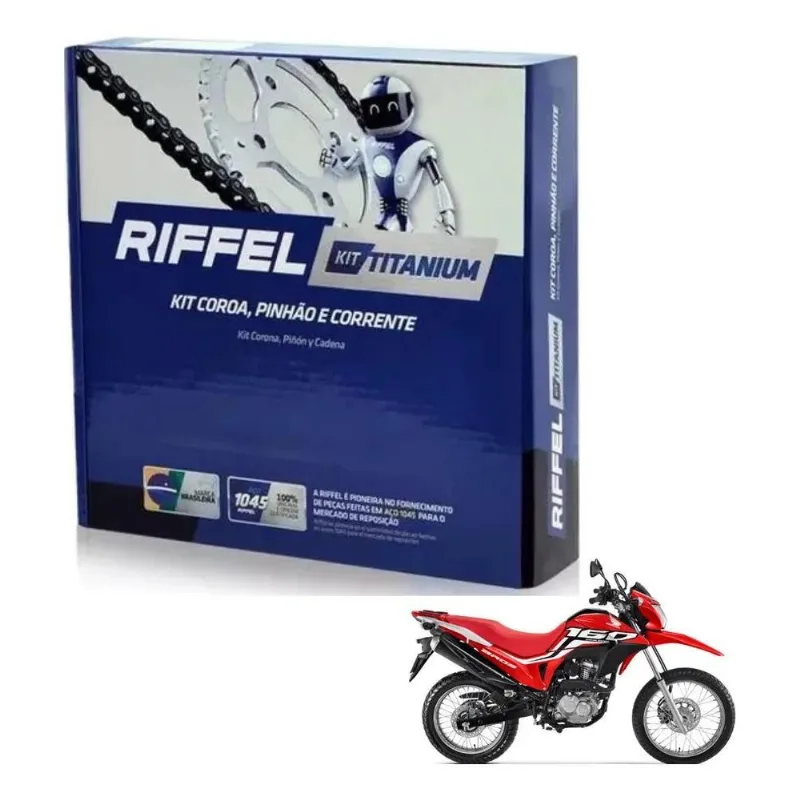 Kit Relação Riffel Honda Nxr Bros 160 / Xre 190 Aço 1045
