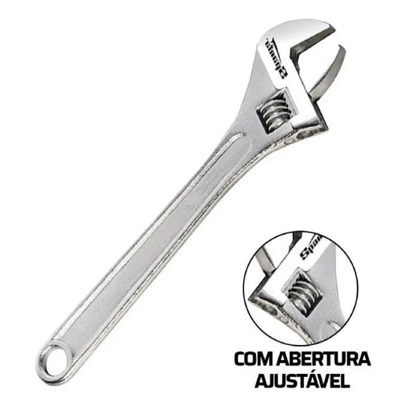 5x Chave Inglesa Ajustável 8 Pol 200 Mm Aço Crv Cromada
