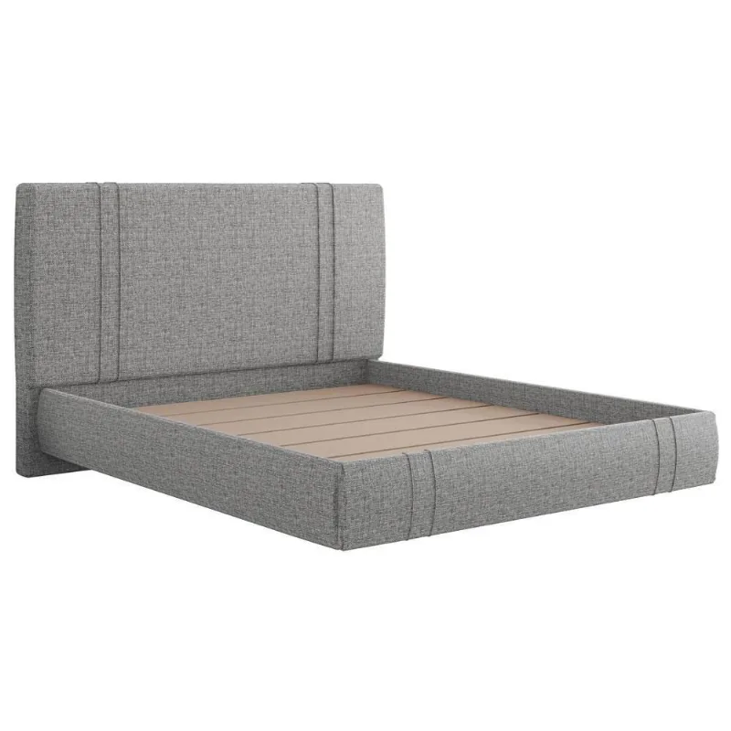 Cama Queen Flutuante Com Cabeceira 160cm Astra S04 Linho Cinza - Lyam Decor