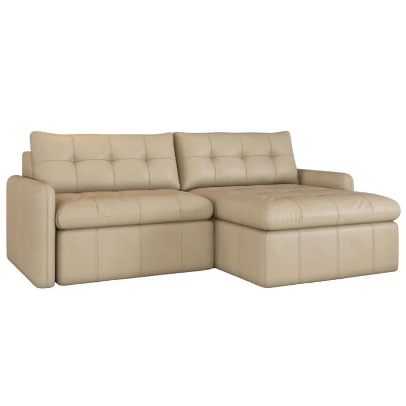 Sofá Retrátil 2 Lugares Para Sala De Estar 184cm Zuno P08 Couro Bege - Lyam Decor - Lyam Decor - Móveis