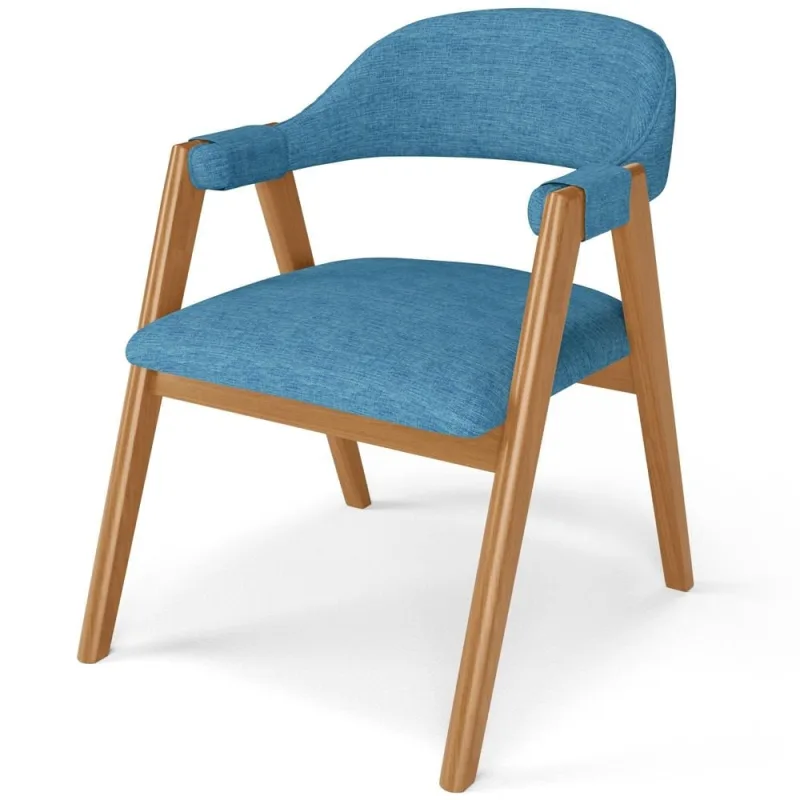 Cadeira de Jantar e Estar Living Estofada Nadja L02 Linho Azul - Lyam Decor - Lyam Decor - Móveis