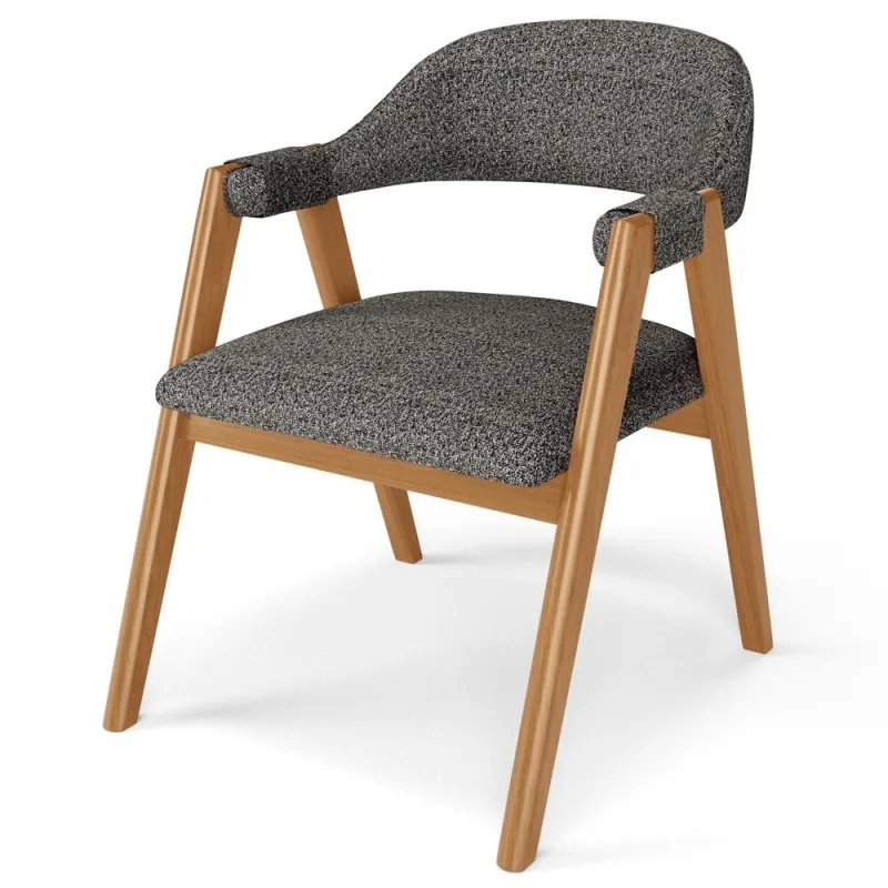Cadeira de Jantar e Estar Living Estofada Nadja L02 Linho Mescla Chumbo - Lyam Decor - Lyam Decor - Móveis