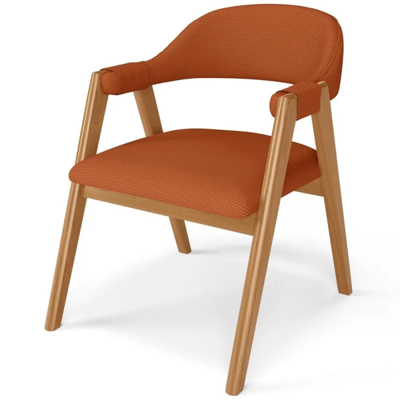 Cadeira de Jantar e Estar Living Estofada Nadja L02 Linho Terracota - Lyam Decor - Lyam Decor - Móveis