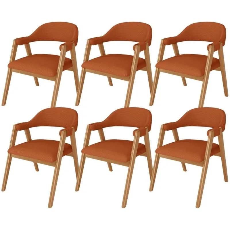 Kit 6 Cadeiras de Jantar e Estar Living Estofada Nadja L02 Linho Terracota - Lyam Decor - Lyam Decor - Móveis