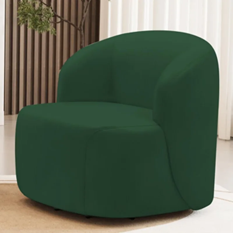 Poltrona Giratória Orgânica Para Sala Living Heidy F04 Veludo Verde - Lyam Decor - Lyam Decor