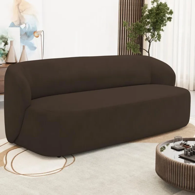 Sofá Heidy 2 Lugares Fixo 170CM Marrom Veludo Orgânico para Sala de Estar Lyam Decor - Lyam Decor