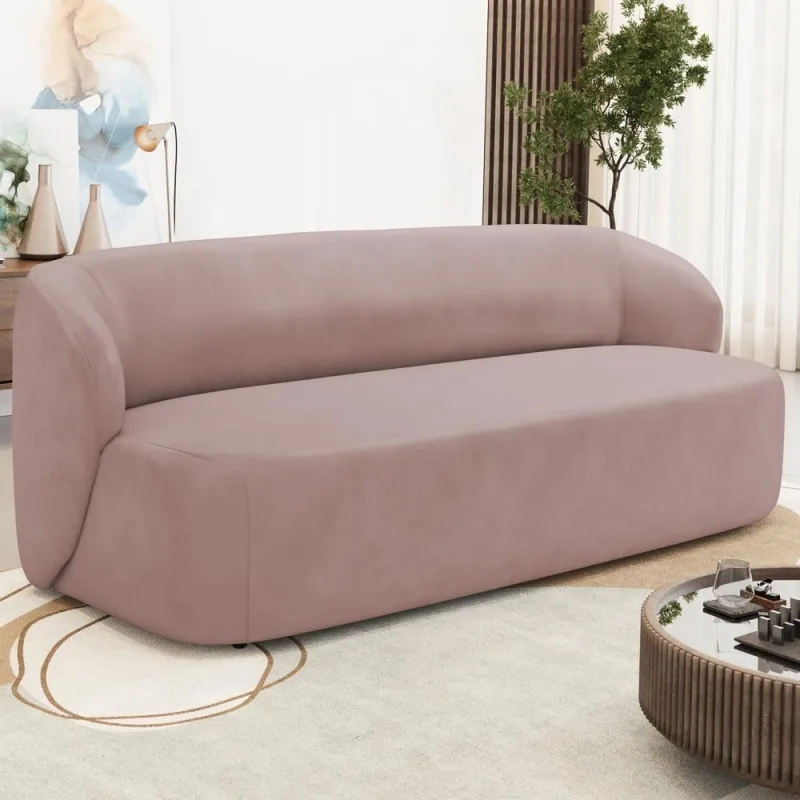 Sofá 2 Lugares Orgânico Para Sala de Estar Living 170cm Heidy F04 Veludo Rosê - Lyam Decor - Lyam Decor - Móveis