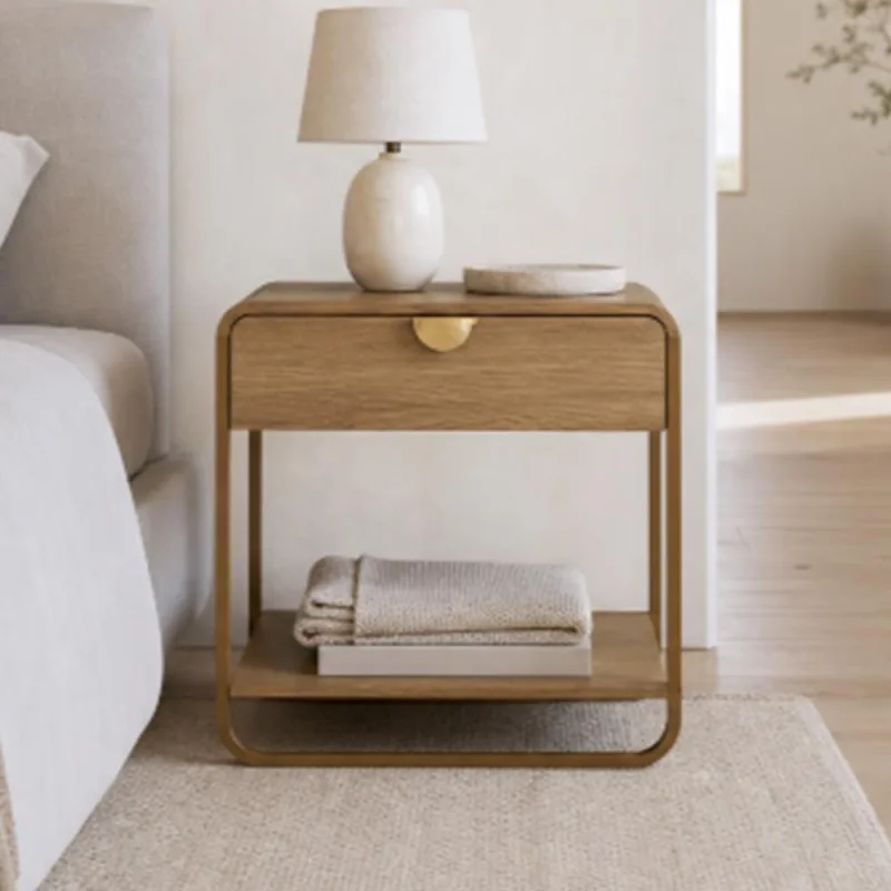 Mesa de Cabeceira Industrial Orgânico 1 Gaveta Alek A03 Hanover Dourado - Lyam Decor - Lyam Decor