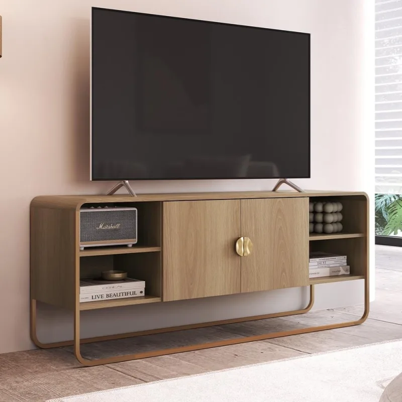 Rack Para Sala de Estar TV 55 Pol Industrial Orgânico Alek A03 Hanover Dourado - Lyam Decor - Lyam Decor - Móveis