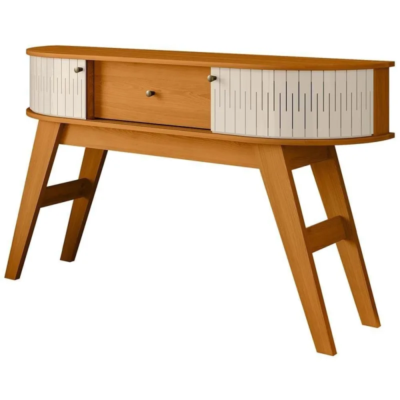 Aparador Para Sala De Estar Orgânico 136cm Tamar M07 Cinamomo Off White - Lyam Decor - Lyam Decor - Móveis