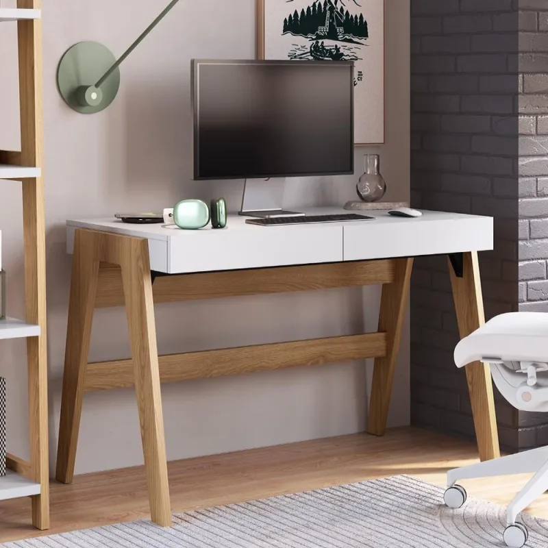 Mesa Escrivaninha Home Office 2 Gavetas Soul A03 Hanover Off White - Lyam Decor - Lyam Decor - Móveis