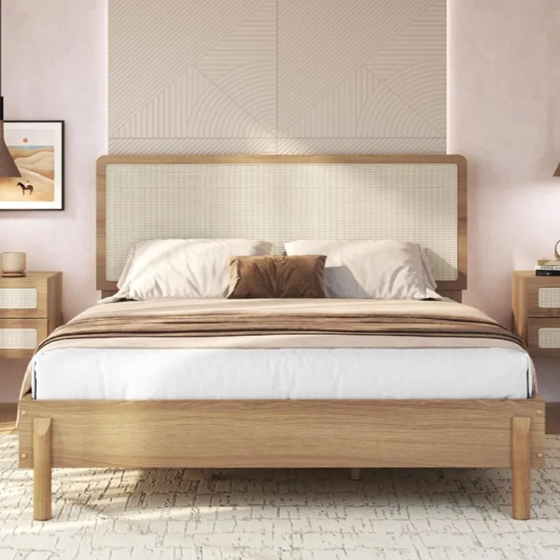 Cama Casal Queen Com Cabeceira Palhinha 158cm Moss A03 Hanover - Lyam Decor - Lyam Decor - Móveis