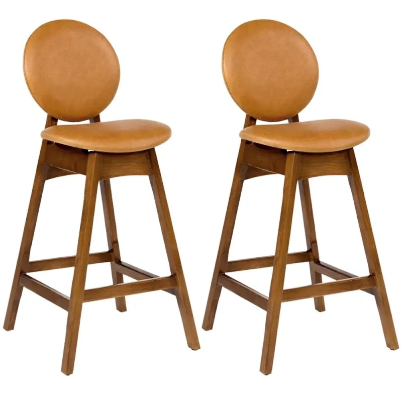Kit 02 Banquetas Alta Para Cozinha Bar Estofada Rattan Ibis L02 Couríssimo Whisky - Lyam Decor - Lyam Decor - Móveis