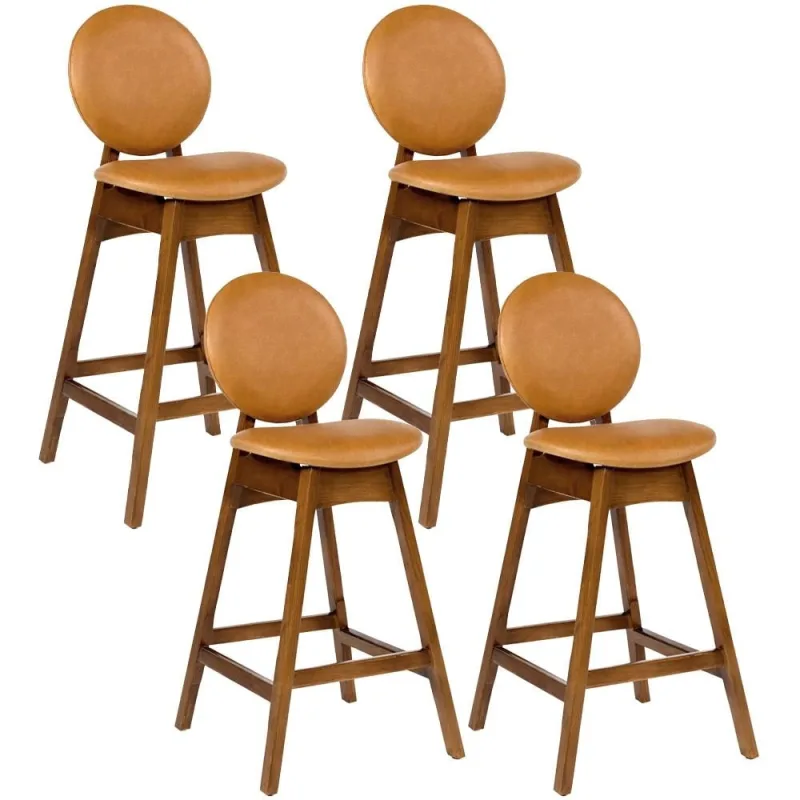 Kit 04 Banquetas Alta Para Cozinha Bar Estofada Rattan Ibis L02 Couríssimo Whisky - Lyam Decor - Lyam Decor - Móveis