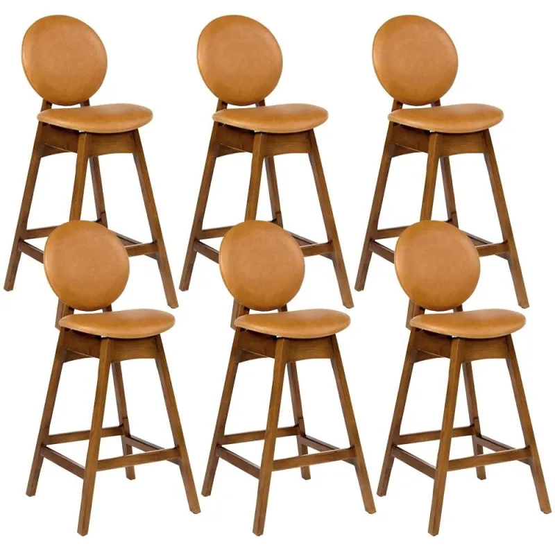 Kit 06 Banquetas Alta Para Cozinha Bar Estofada Rattan Ibis L02 Couríssimo Whisky - Lyam Decor - Lyam Decor - Móveis