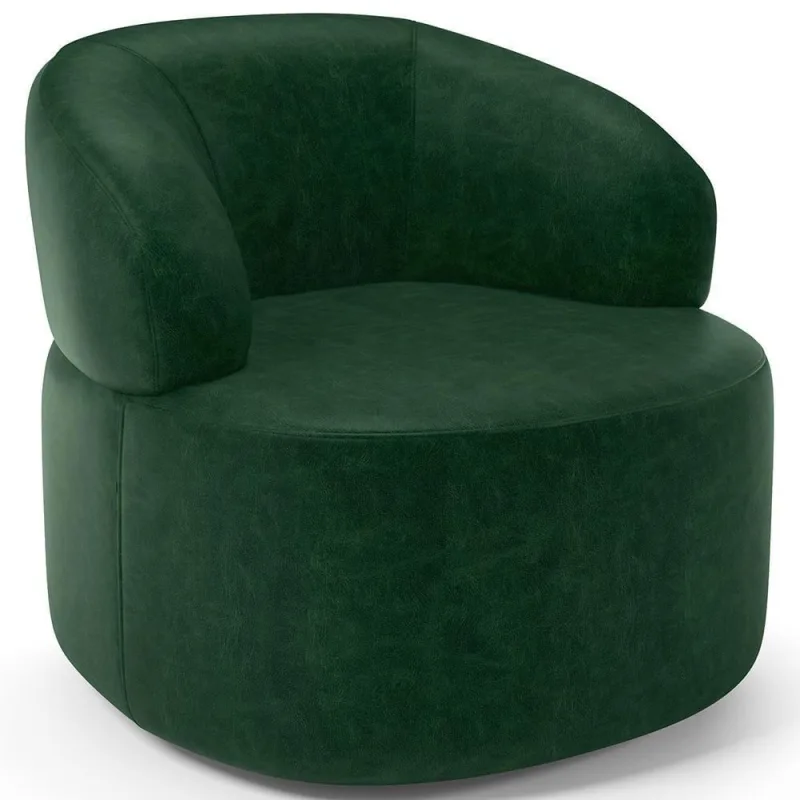 Poltrona Giratória Orgânica Para Sala De Estar Living Helena L02 Couríssimo Verde - Lyam Decor - Lyam Decor