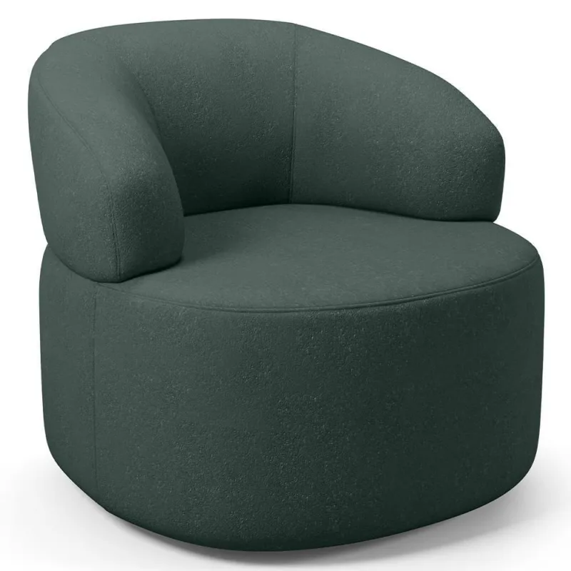 Poltrona Giratória Orgânica Para Sala De Estar Living Helena L02 Linho Verde - Lyam Decor - Lyam Decor