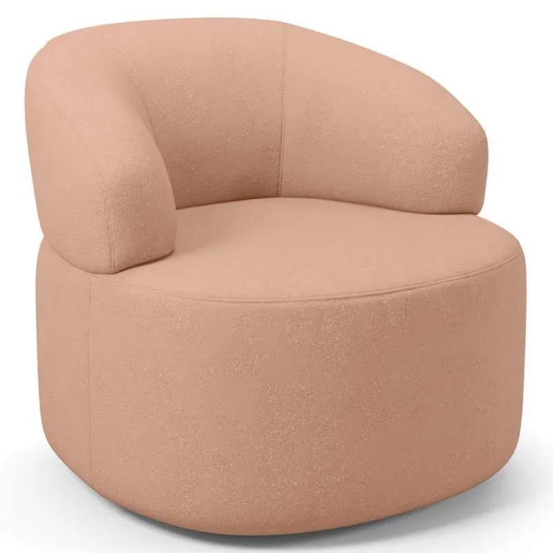 Poltrona Giratória Orgânica Para Sala De Estar Living Helena L02 Linho Rosê - Lyam Decor - Lyam Decor
