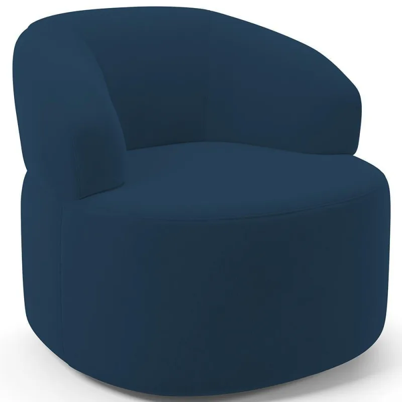 Poltrona Giratória Orgânica Para Sala De Estar Living Helena L02 Suede Azul Marinho - Lyam Decor - Lyam Decor
