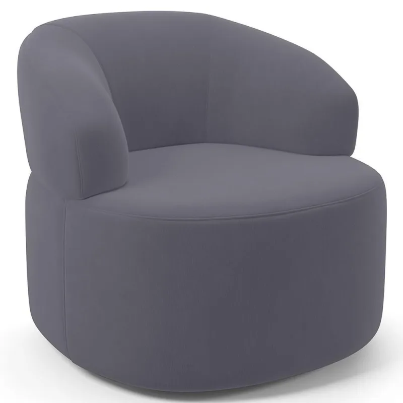 Poltrona Giratória Orgânica Para Sala De Estar Living Helena L02 Suede Cinza - Lyam Decor - Lyam Decor - Móveis