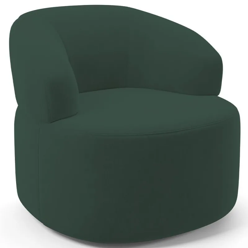 Poltrona Giratória Orgânica Para Sala De Estar Living Helena L02 Suede Verde Musgo - Lyam Decor - Lyam Decor