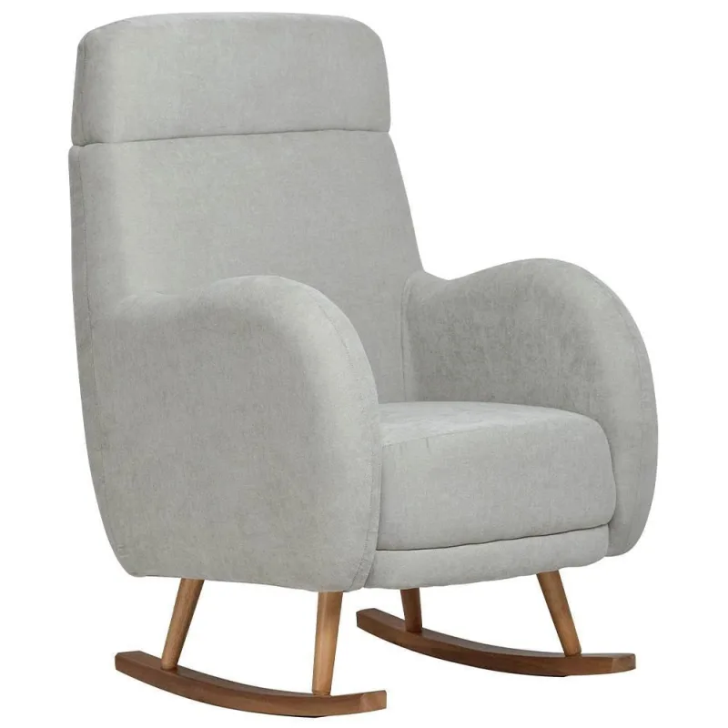 Poltrona De Amamentação Com Balanço Base Milka Ternura D02 Linho Verde Claro C-47 - Lyam Decor - Lyam Decor