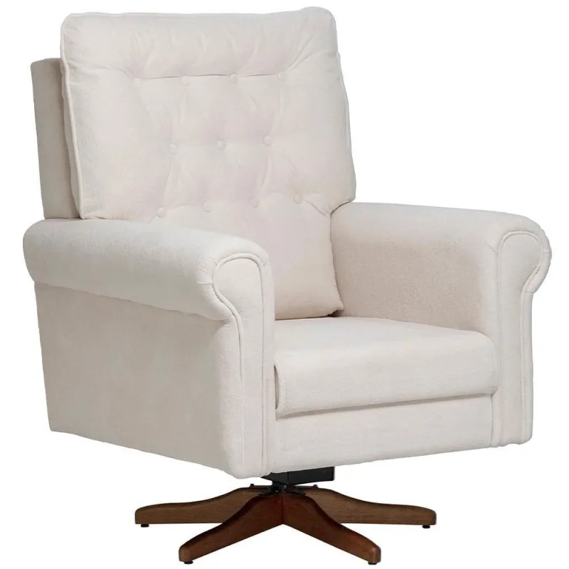 Poltrona De Amamentação Com Balanço Giratória Encanto D02 Bouclê Off White C-200 - Lyam Decor - Lyam Decor - Móveis