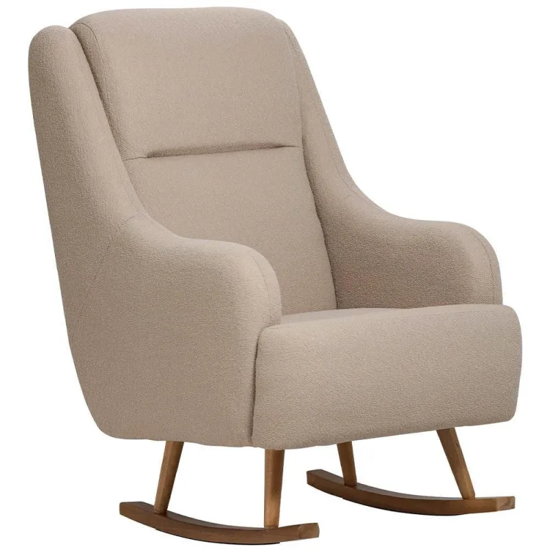 Poltrona De Amamentação Com Balanço Base Milka Fábula D02 Bouclê Marrom Claro B-122 - Lyam Decor - Lyam Decor - Móveis