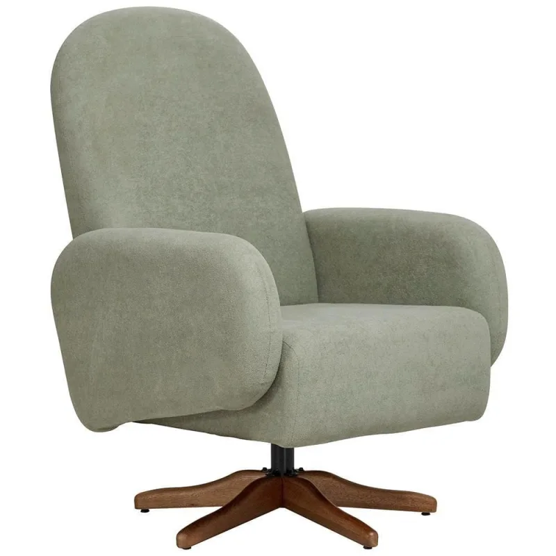 Poltrona De Amamentação Com Balanço Giratória Dolce D02 Bouclê Verde Oliva C-199 - Lyam Decor - Lyam Decor