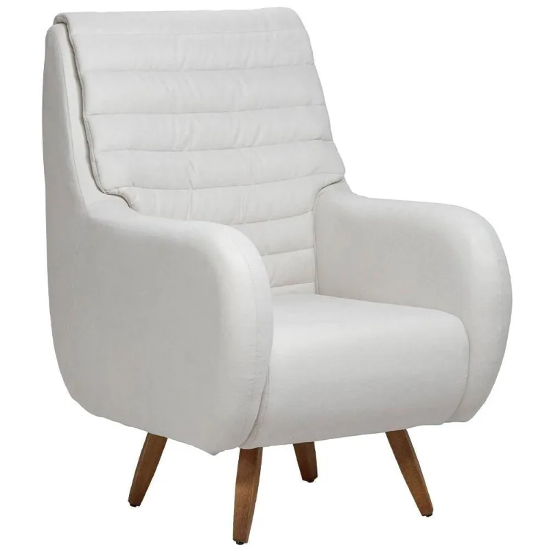 Poltrona De Amamentação Fixa Pés Manu Sky D02 Linho Branco C-419 - Lyam Decor - Lyam Decor - Móveis