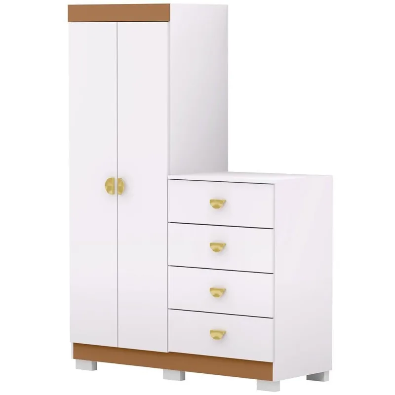 Cômoda Para Quarto 2 Portas 4 Gavetas 120cm Tulsa V01 Branco Camarim - Lyam Decor - Lyam Decor
