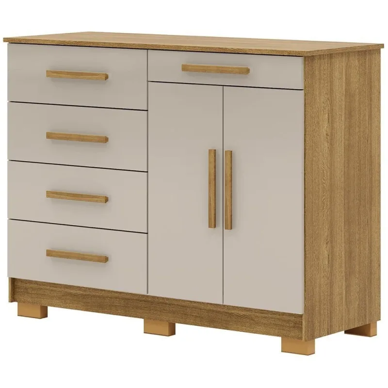 Cômoda Sapateira Para Quarto 2 Portas 5 Gavetas Biana V01 Nature Fendi - Lyam Decor - Lyam Decor - Móveis